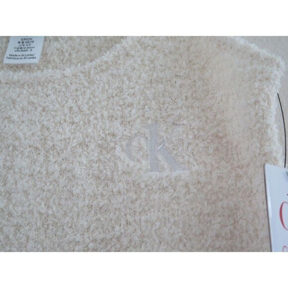 Calvin Klein QS6721 100 Women's Sz S Ivory Plush Cozy Sleep Tank - Picture 3 of 6